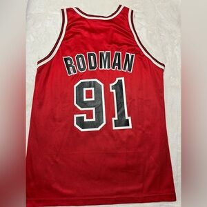 RARE!! Dennis Rodman #91 Chicago Bulls NBA Basketball Champion Jersey size 48